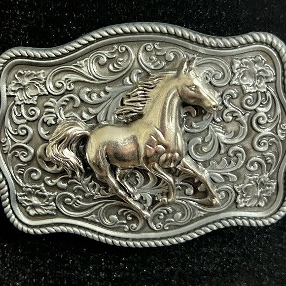 Country Girl western belt pink embossed faux leather retro horse buckle - Picture 6 of 11